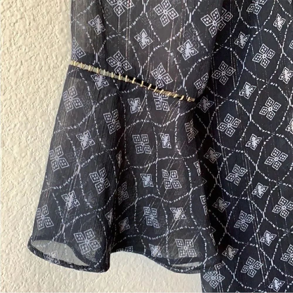 AQUA Button Down Pattern Long Sleeve Dress - Picture 6 of 12